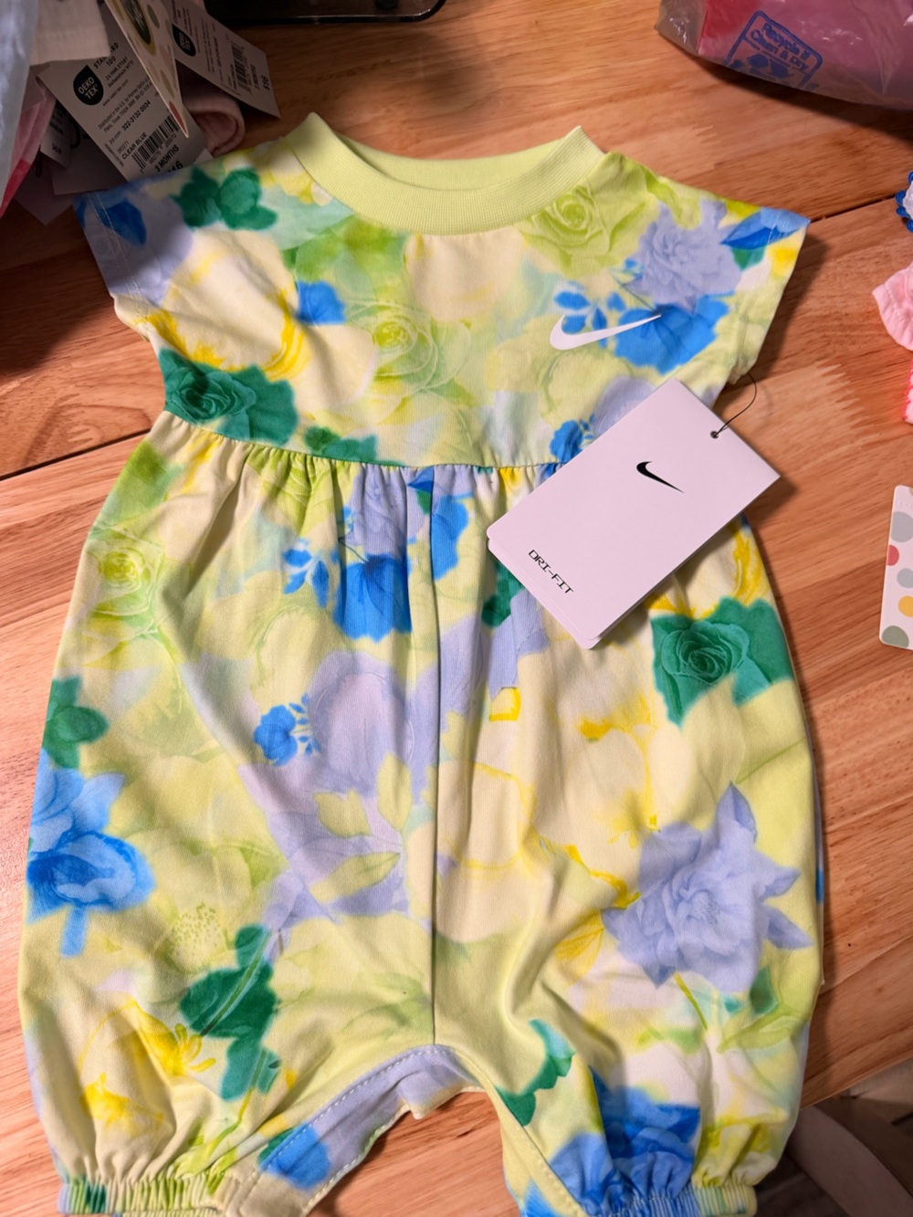 Nike Floral Dri-FIT Athletic Dress in Yellow, Blue & Green